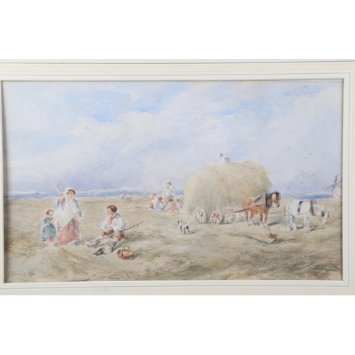 361 - David Cox Jr?: watercolours, rural scene with horses and figures, 9