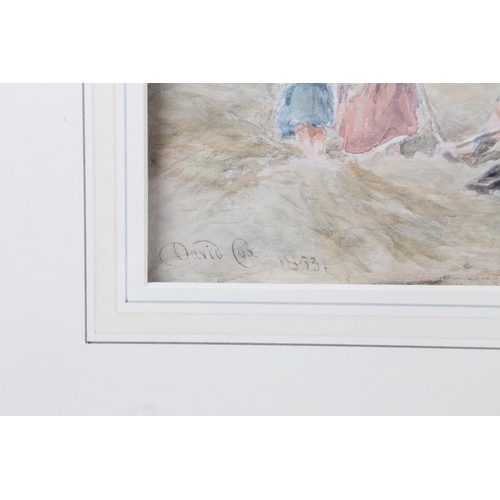 361 - David Cox Jr?: watercolours, rural scene with horses and figures, 9