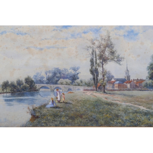 362 - Claude Rowbotham: a watercolour landscape of Wallingford, 7 1/4