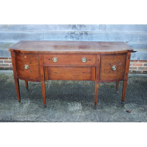 427 - A 19th century mahogany break bowfront sideboard, fitted two central drawers flanked cupboards, on s... 