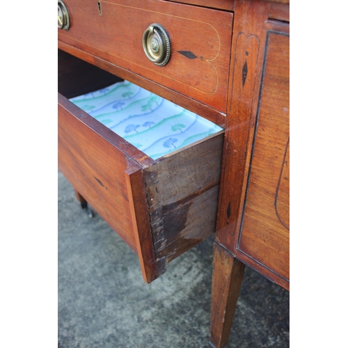 427 - A 19th century mahogany break bowfront sideboard, fitted two central drawers flanked cupboards, on s... 