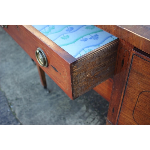 427 - A 19th century mahogany break bowfront sideboard, fitted two central drawers flanked cupboards, on s... 