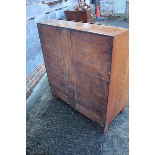 428 - A 19th century figured mahogany fall front bureau with fitted interior over four long graduated draw... 