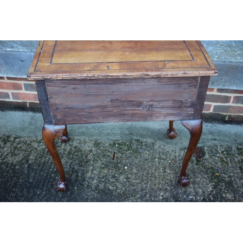 429 - An 18th century design walnut and banded lowboy, fitted one long drawer and two short drawers, on sh... 