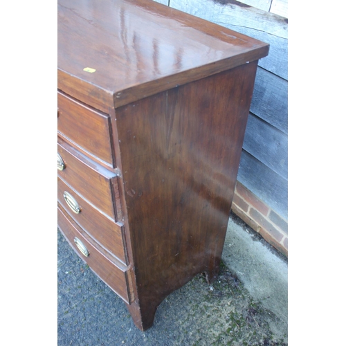 430 - A 19th century mahogany and banded bowfront chest of two short and three long graduated drawers with... 