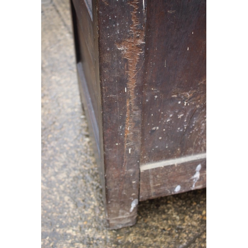 439 - A Georgian oak dresser base, fitted three drawers over three small drawers with flanking cupboards e... 