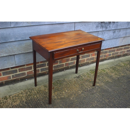 441 - An early 19th century mahogany side table, fitted one drawer, on square taper chamfered supports, 32... 