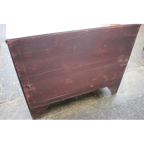 445 - A Georgian mahogany bowfront chest of two short and two long drawers with ring handles, on bracket s... 