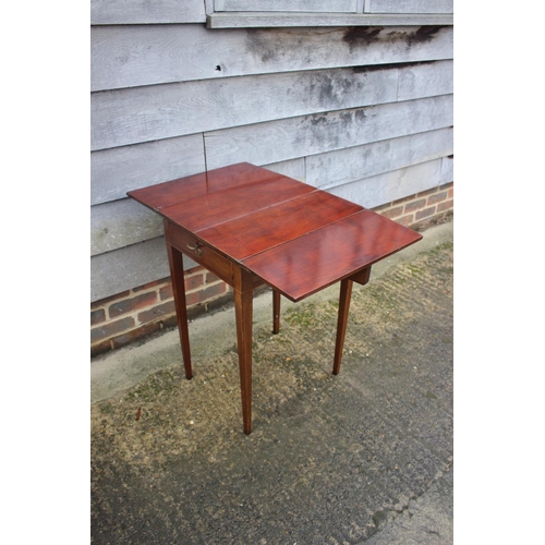 446 - A late 19th century mahogany and inlaid flap top patience table, fitted one drawer with faux drawer ... 