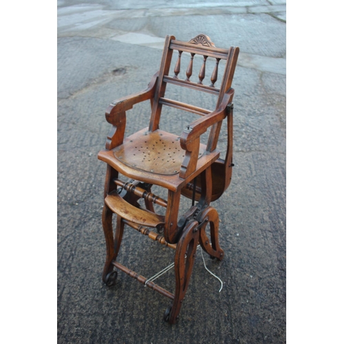 454 - A child's 19th century metamorphic high/rocking chair