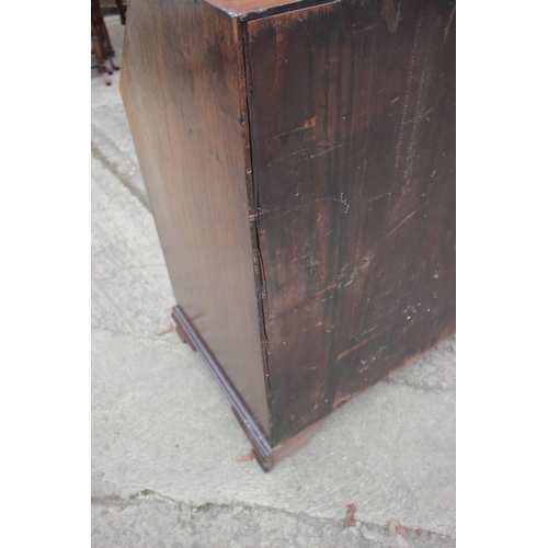 475 - A George III mahogany box and ebony strung fall front bureau, the interior fitted drawers and pigeon... 