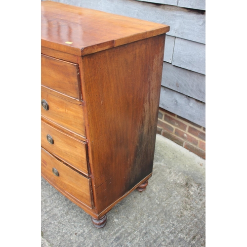 478 - A late 19th century mahogany bowfront chest of two short and three long graduated drawers, on turned... 