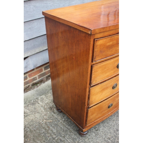 478 - A late 19th century mahogany bowfront chest of two short and three long graduated drawers, on turned... 