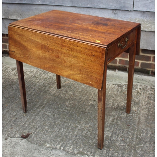 479 - A 19th century mahogany Pembroke table, fitted one drawer, on square taper supports, 28