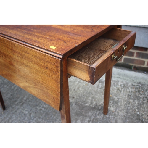 479 - A 19th century mahogany Pembroke table, fitted one drawer, on square taper supports, 28