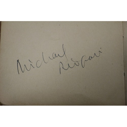 211 - An autograph book, reputedly containing autographs from Max Miller, Mary Ellis, Arthur Askey and man... 