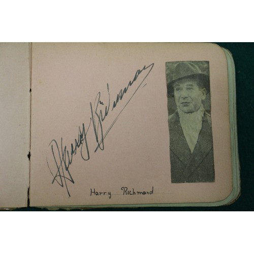 211 - An autograph book, reputedly containing autographs from Max Miller, Mary Ellis, Arthur Askey and man... 