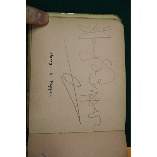 211 - An autograph book, reputedly containing autographs from Max Miller, Mary Ellis, Arthur Askey and man... 