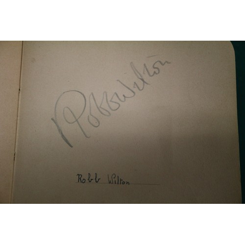 211 - An autograph book, reputedly containing autographs from Max Miller, Mary Ellis, Arthur Askey and man... 