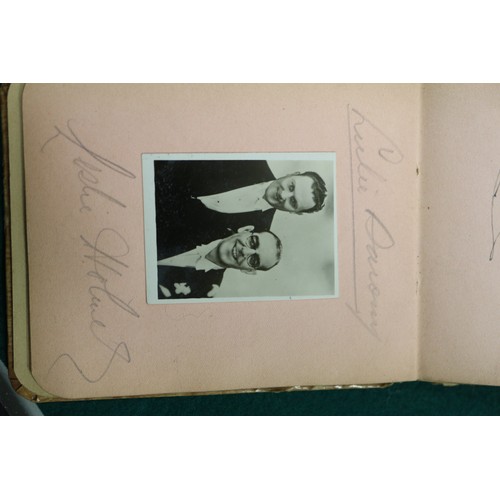 211 - An autograph book, reputedly containing autographs from Max Miller, Mary Ellis, Arthur Askey and man... 