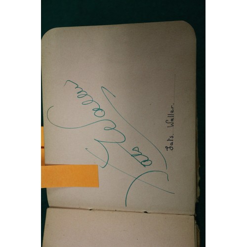 211 - An autograph book, reputedly containing autographs from Max Miller, Mary Ellis, Arthur Askey and man... 