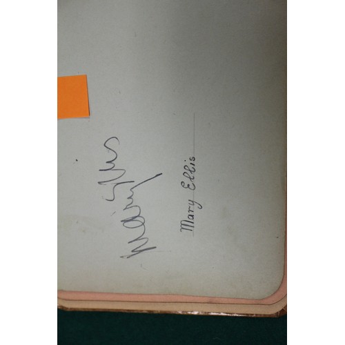 211 - An autograph book, reputedly containing autographs from Max Miller, Mary Ellis, Arthur Askey and man... 