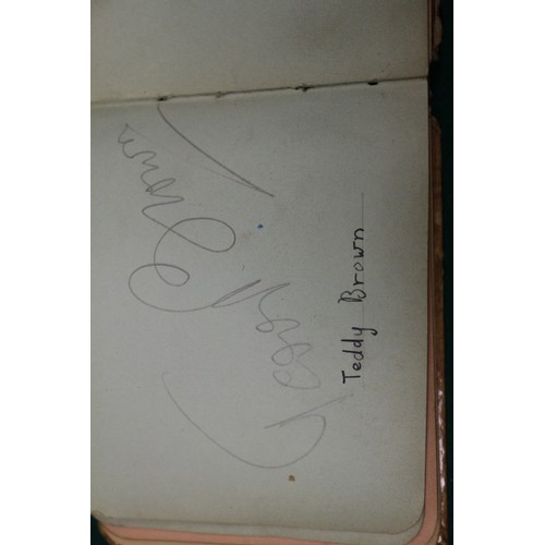 211 - An autograph book, reputedly containing autographs from Max Miller, Mary Ellis, Arthur Askey and man... 