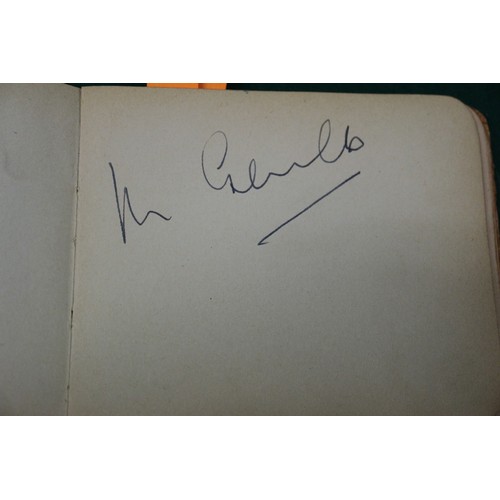 211 - An autograph book, reputedly containing autographs from Max Miller, Mary Ellis, Arthur Askey and man... 