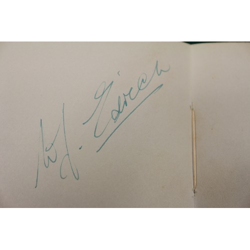 211 - An autograph book, reputedly containing autographs from Max Miller, Mary Ellis, Arthur Askey and man... 