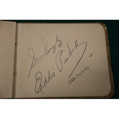 211 - An autograph book, reputedly containing autographs from Max Miller, Mary Ellis, Arthur Askey and man... 