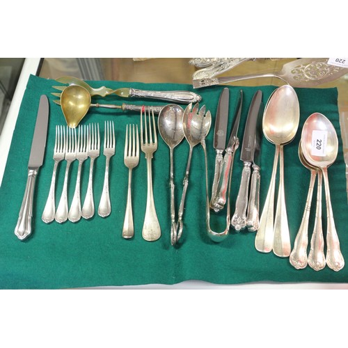 220 - A set of six Christoffel pastry forks, two pastry slices and other flatware, various