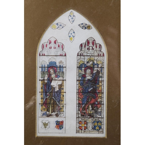 449 - A Whitefriars watercolour and pencil sketch for stained glass windows at East Bilney, 7 1/4