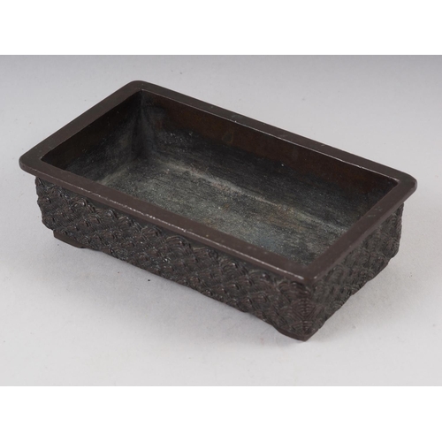 115 - A Japanese bronze bonsai stand with wave decoration, 4 3/4