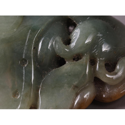 116 - A Chinese carved jade boulder with monkey and mythical beast, 4.6cm x 3.6cm approx