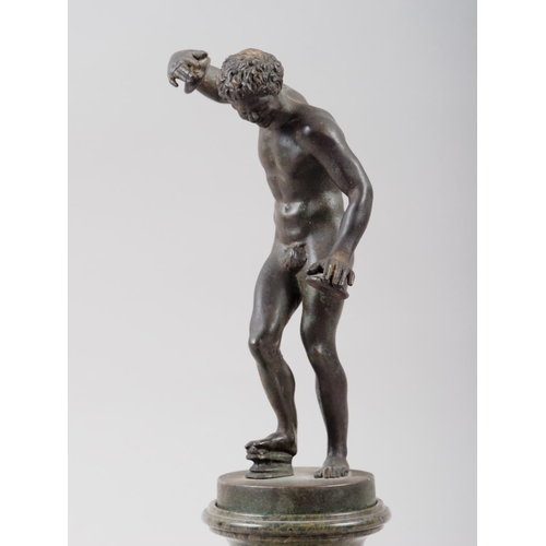 133 - A grand tour patinated bronze figure of the Medici faun (cymbal player), 7