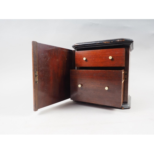 151 - A burr walnut trinket box, fitted two drawers enclosed panel door, 8