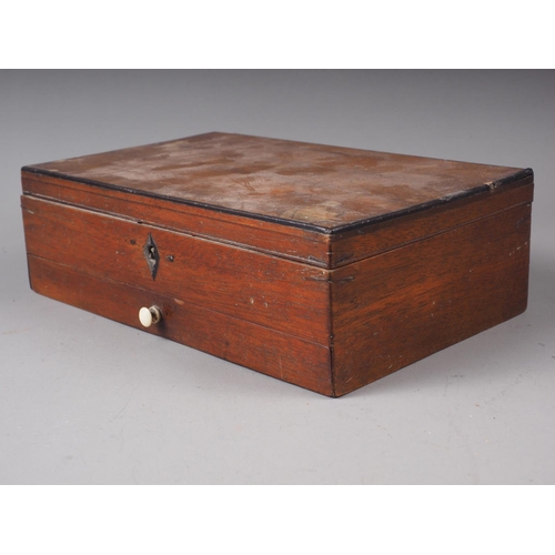 156 - A mahogany cased watercolour set, manufactured by T J Morris, inset one drawer, 9