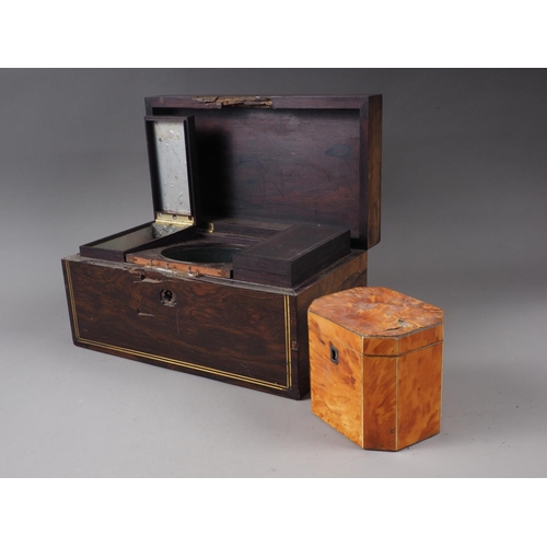 157 - A tortoiseshell octagonal single-section tea caddy, 4 1/2