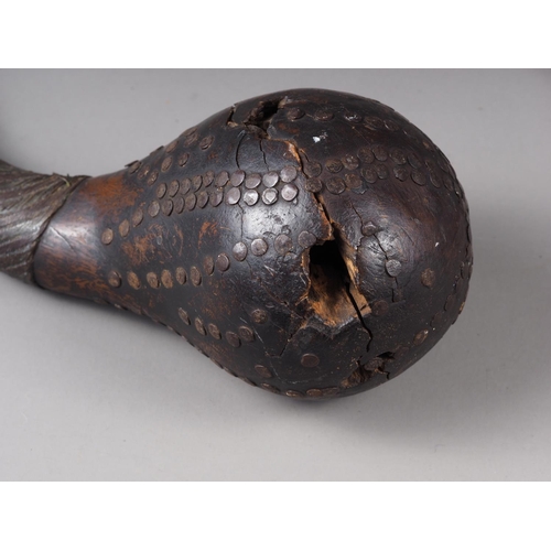 188 - An African hardwood metal studded wire bound knob kerry, 16