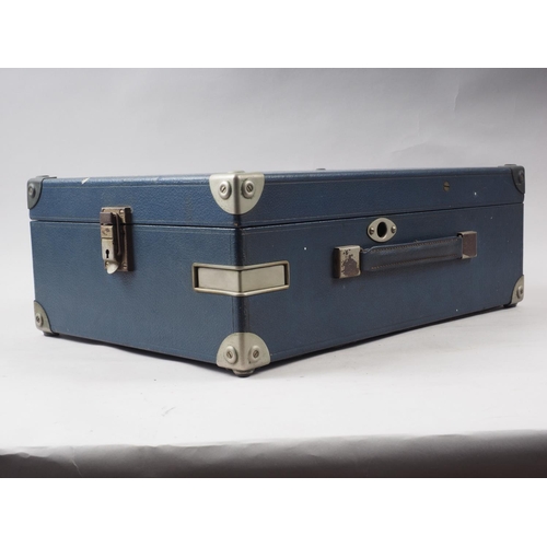 202 - An early 20th century HMV portable record player, in blue case