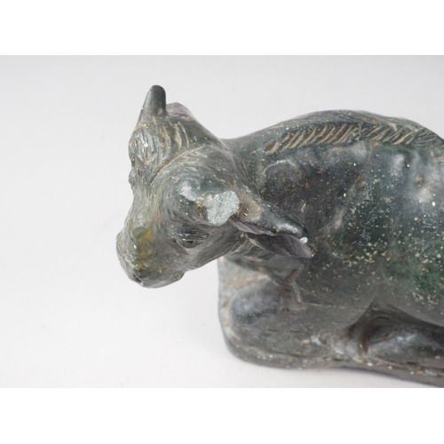 238 - Z F Runyanga: a carved greenstone model of a water buffalo and calf, 14