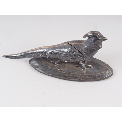 272 - A Sampson Mordan silver pheasant menu holder, 4