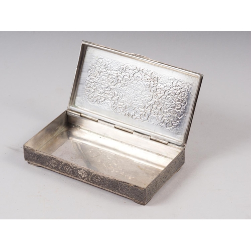 324 - A Middle Eastern chased and engraved cigarette box, 9.6oz troy approx