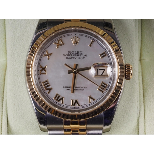 353 - A gentleman's steel and 18ct yellow gold Rolex Oyster Perpetual chronometer Datejust Automatic with ... 