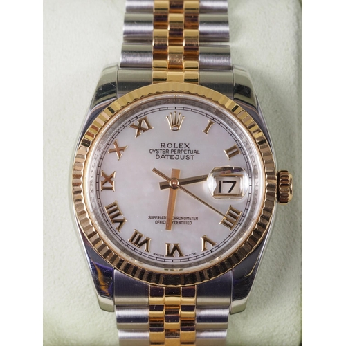 353 - A gentleman's steel and 18ct yellow gold Rolex Oyster Perpetual chronometer Datejust Automatic with ... 