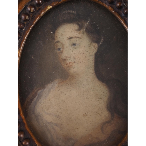 396 - A portrait miniature, inscribed verso Lady Banks, 6cm x 4.5cm, and a smaller portrait miniature, ins... 