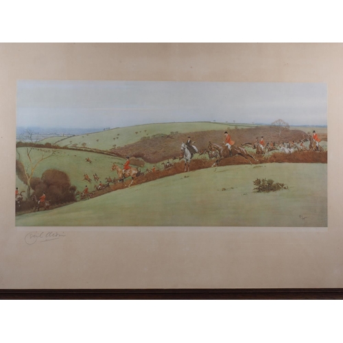 431 - Cecil Aldin: a pair of signed colour prints, hunting scenes, and a pair of smaller similar prints