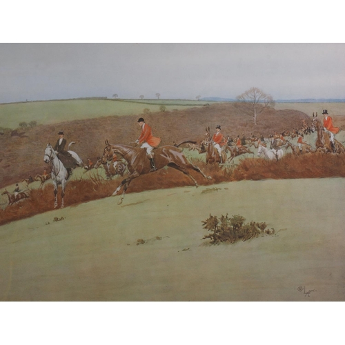 431 - Cecil Aldin: a pair of signed colour prints, hunting scenes, and a pair of smaller similar prints