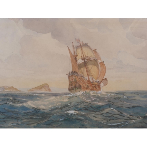 441 - Ernest Harrington: watercolours, galleon setting sail, 10