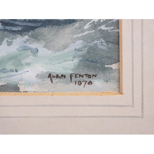 443 - Allan Fenton, 1976: watercolours and bodycolour, sailing boats under storm conditions, 9 1/4